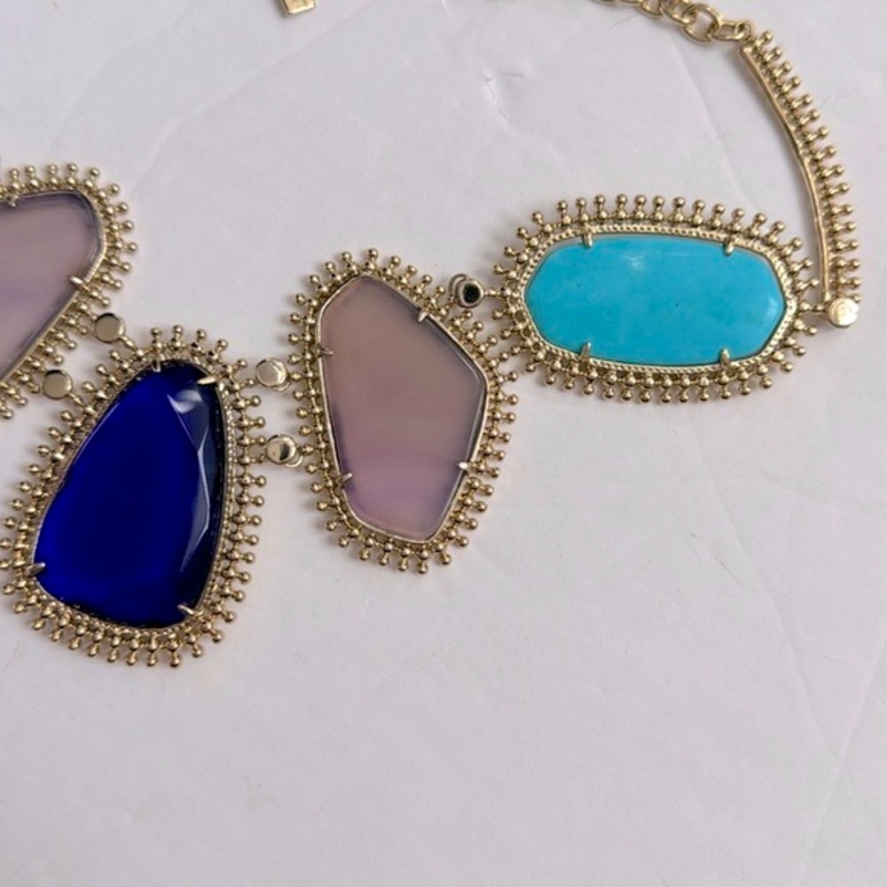 Vintage Kendra Scott Ava Statement Necklace Gold Turquoise - Picture 9 of 13